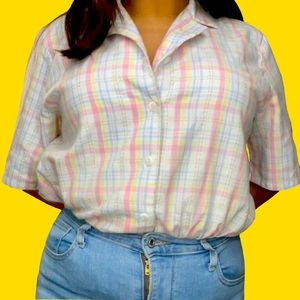 PLAID PASTEL COLLARED SHIRT